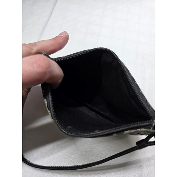 Coach Y2K Black Gray Signature C Small Wristlet Wallet Monogram Canvas & Leather - Picture 5 of 7